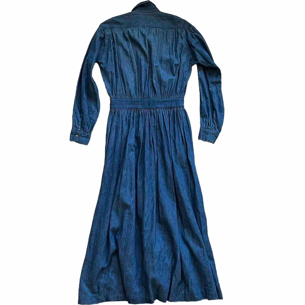 ABERCROMBIE & FITCH VINTAGE DENIM MAXI DRESS SIZE 10 COTTAGECORE PRAIRIE TRENDY - Picture 2 of 10